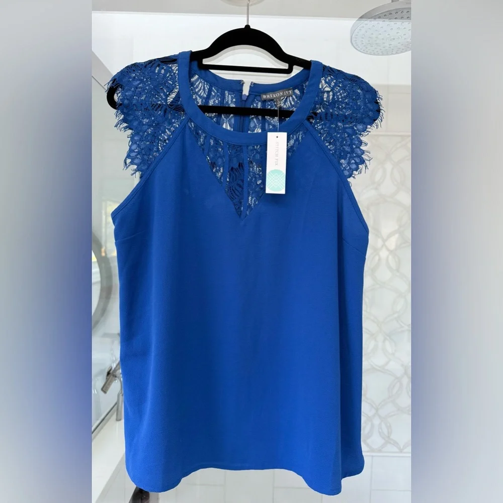 Brixon Ivy Jarred Lace Detail Cap Sleeve Blouse